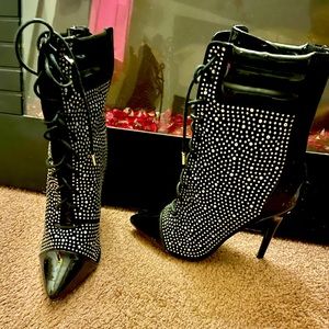 Rhinestone heel booties